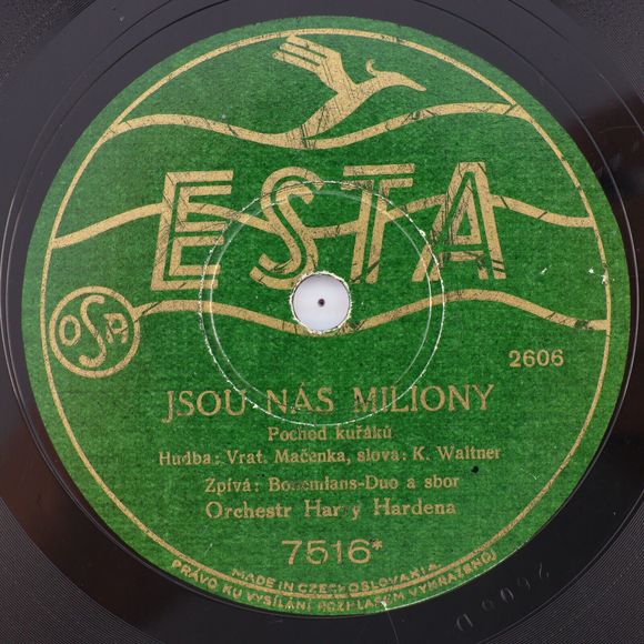 Harry Hardena - Cigareta / Jsou Nás Miliony - 10" 78 rpm Record 7516 Czech RARE - Picture 3 of 16